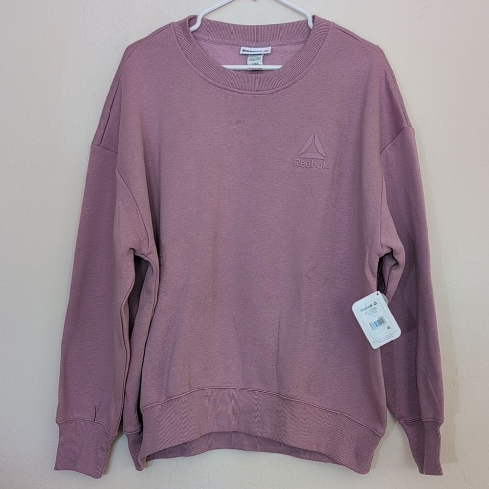 NWT Reebok Oversized Sweatshirt Mauve Pink Purple Crewneck Pullover - Size L